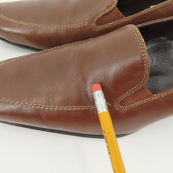 VTG Valleverde Womens 38.5 EUR 8.5 US Brown Leather Loafer Heels Made in Italy - Picture 6 of 16